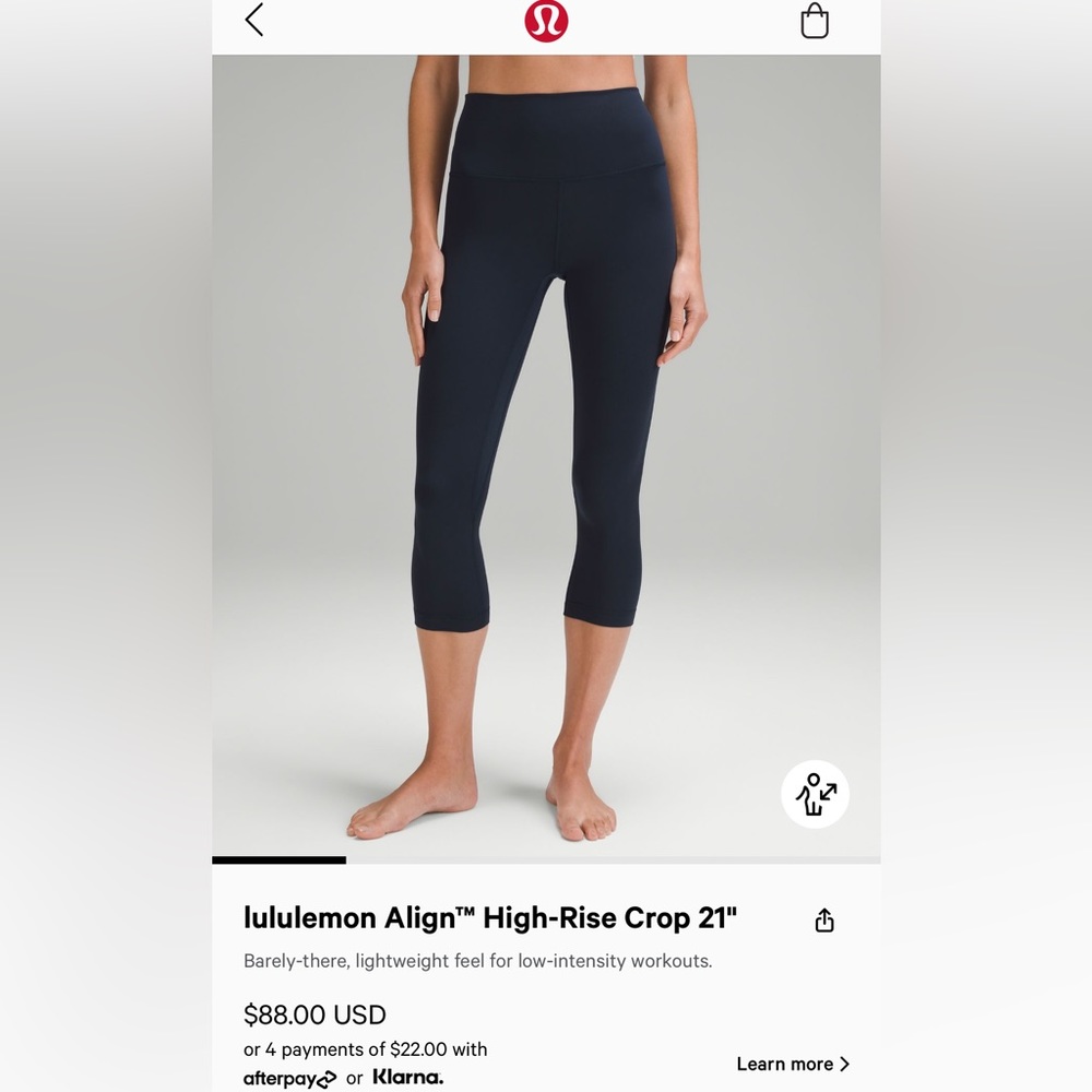 Lululemon align high rise cropped 21” size 4 (two black pairs)